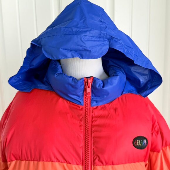 dELiA*s Bright Rainbow Puffer Coat with Roll Up Hood - Picture 5 of 13